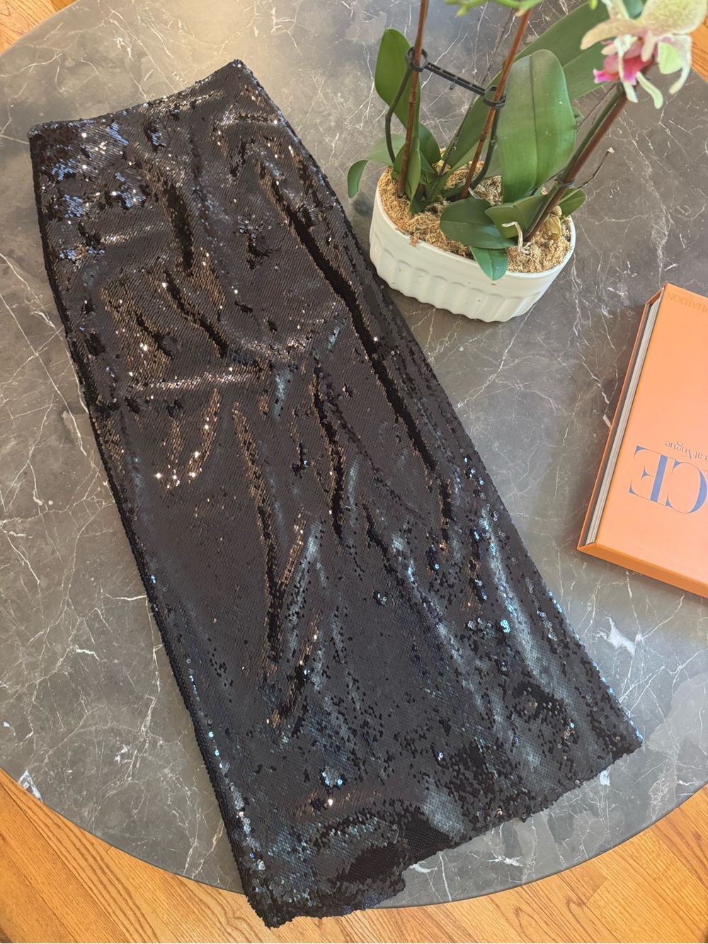 Black Sequin Maxi Skirt - Women